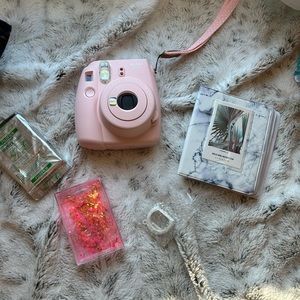 Instax mini camera with photo album , small picture frame , extra film